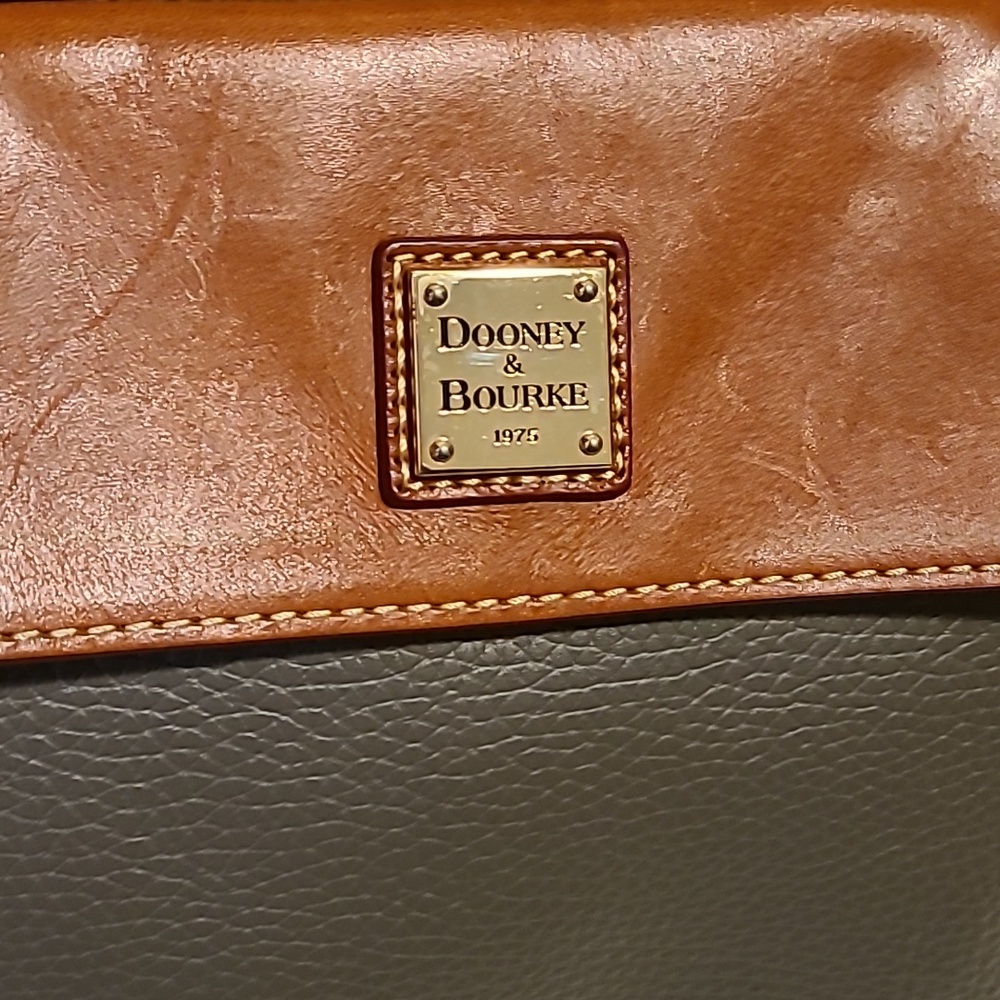 Dooney & Bourke Aubrey Satchel Purse Grey Brown Leather Bag Pebbled - Picture 7 of 16